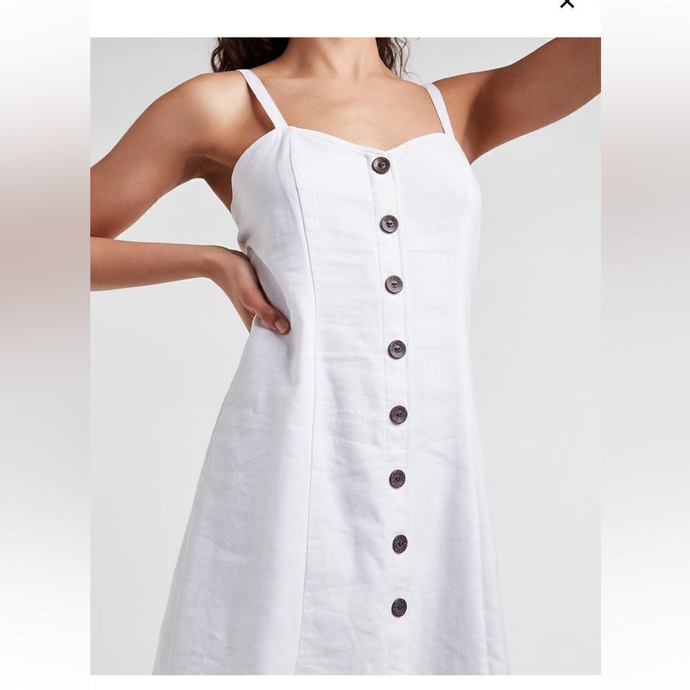 Express Button Front Linen-Blend Cami Shift Dress… - image 2